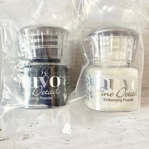 Nuvo Fine Embossing Powder, Tonic Studios, fles van 20 ml/0,68 oz, in gitzwart of kristalhelder, glans toevoegen, papier knutselen, kaarten maken