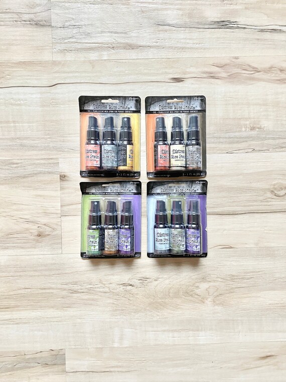 Tim Holtz Distress Mica Stain, Ranger, 3 per pkg, Set 1, 2,5 or 6, Halloween colors, 1 oz spray, paper crafting, mixed media, art journaling