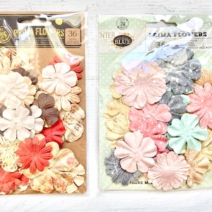 Prima handgemachte Blumen, etwas Blaues oder Vintage Emporium, 36 Stück, scrapbook, Kartenherstellung, Mixed Media, Art Journaling, Papierbasteln