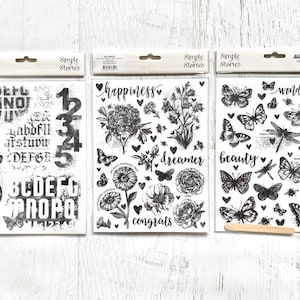 Simple Stories Simple Vintage Essentials Rub-ons, Botanicals, Butterflies, or Typeset scrapbooking, mixed media, art journaling, card making