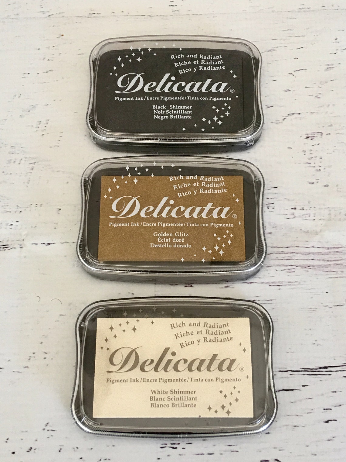 Tsukineko Delicata Metallic Ink Pads in Black Shimmer Golden Etsy