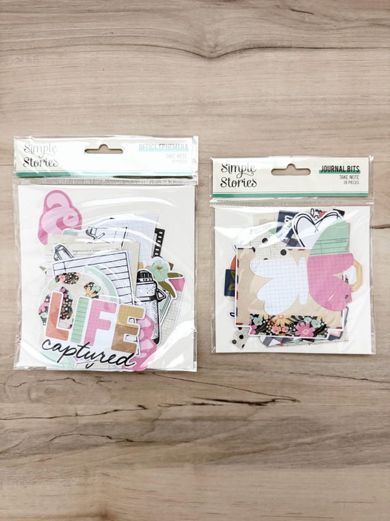 Simple Stories Take Note Journal Bits or Office Ephemera, die cuts, cards paper crafting