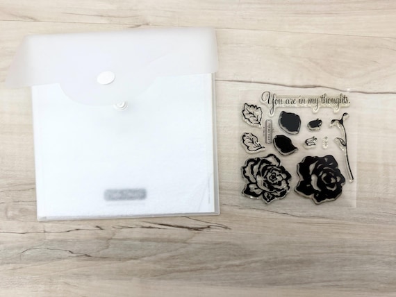 Close to My Heart Rosy Regards Stamp Set, 10 acrylic stamps, gently used, clear, sentiments included, paper crafting, card making