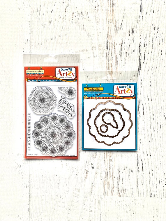 Dare 2B Artzy Flower Mandala Stamp & Die Set, Card Making, Paper