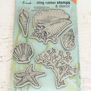 Stampendous herpositioneerbare plakstempel, schelpen, Fran Seiford, stempelen, kaarten maken, scrapbooking, papier knutselen, art journaling, zee