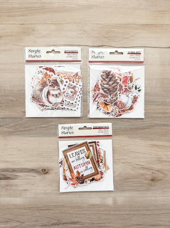 Simple Stories Autumn Breeze Bits & Pieces, Floral Bits or Sentiment Bits, scrapbook, card making, journaling, paper crafting, art journal