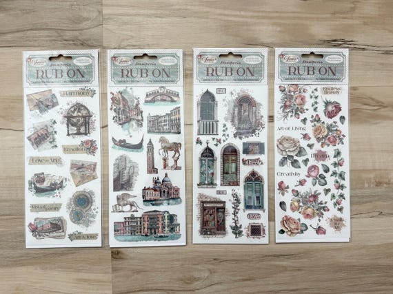 Stamperia Venice City of Art Rub-ons, Letters, Monuments, Doors & Windows or Roses, vintage style, scrapbook, cards, paper crafting, journal