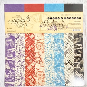 Graphic 45 Life&#39;s A Journey Patterns and Solids Pad-includes 2 ea -8 dbl-sided 12X12 paper for scrapbooking, paper crafting, card making
