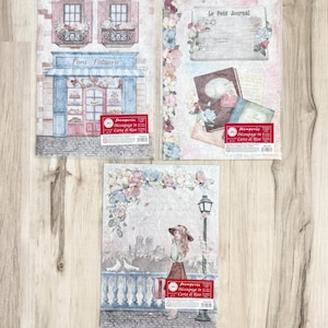 Papel de arroz Stamperia Create Happiness Oh La La!, A4, 3 hojas/paquete (1 unidad de 3 diseños), álbum de recortes, fabricación de tarjetas, manualidades con papel, técnica mixta