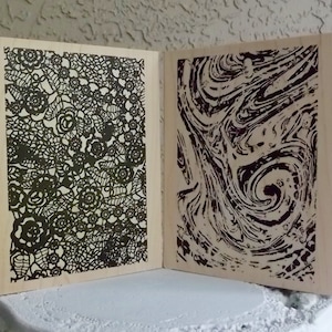 Tim Holtz wood mounted stamps, by Stampers Anonymous, Marbled and Flower background stamps, 6.5 X 5 inches