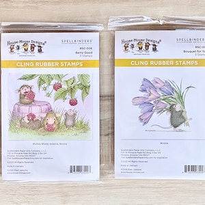 Spellbinders House Mouse Haftstempel, Berry Good oder Bouquet für Sie, für jeden Anlass, Kartenherstellung, Scrapbooking, Papierbasteln, Mixed Media