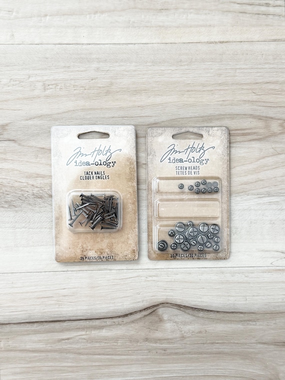 Tim Holtz Idea-ology Screw Heads or Tack Nails, Metal embellishment, scrapbook, card, mixed media, art journal, altered art assemblage