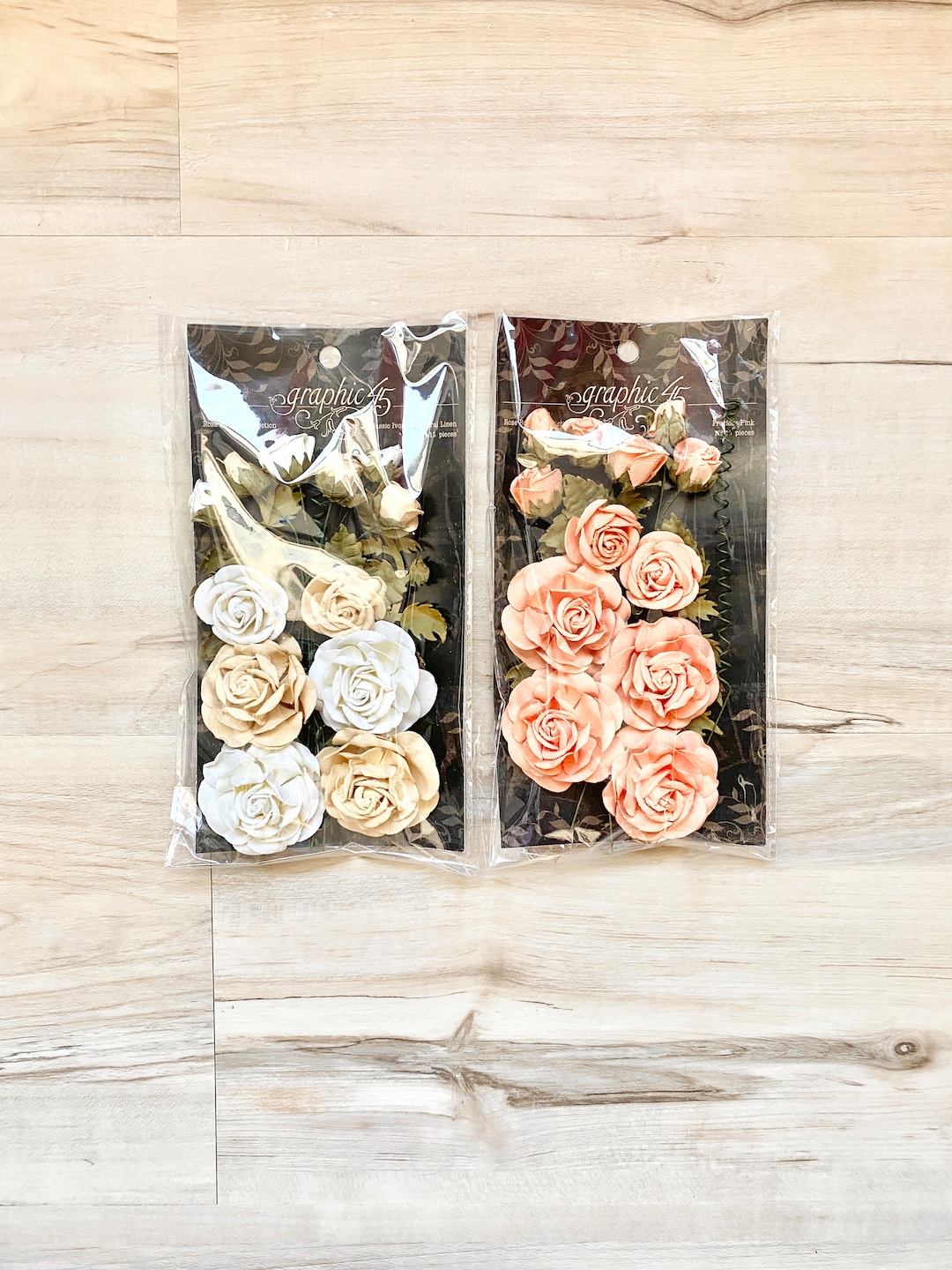 Graphic 45 Rose Bouquet Collection, 15 Pcs Ea Pkg, Ivory or Pink, Paper ...