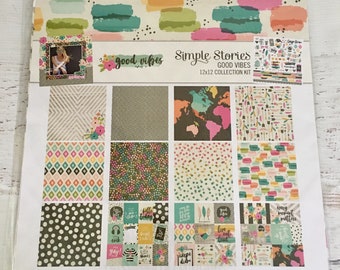 Simple Stories Bloom or Good Vibes Collection Kit for Scrapbooking, Cardmaking, Art Journaling, planners, pocket pages, pocket letters