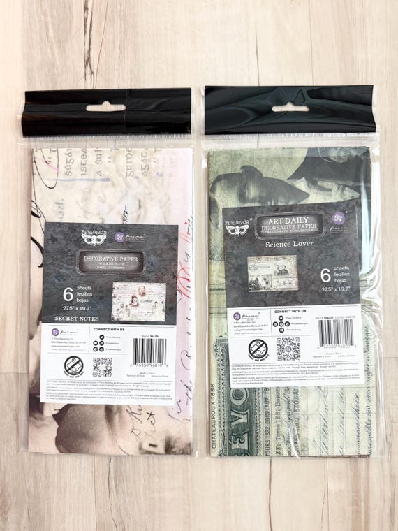 Prima Vintage Decorative Tissue Paper Science Lover or Finnabair Secret Notes, 6 sheets/pkg, 27.5"