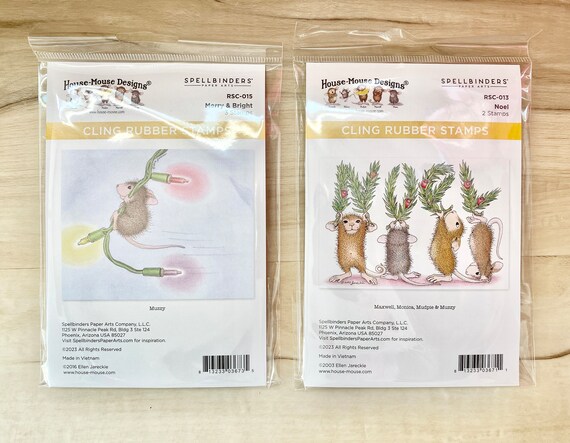 Spellbinders House Mouse Cling Stamps, Noel or Merry & Bright, Christmas Holiday, card making, scrapbooking, paper crafting, Mixed Media