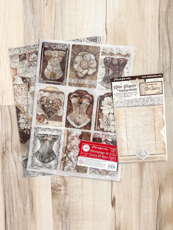 Stamperia Old Lace A4 Rice Paper or A6 Rice Paper Backgrounds, vintage style, scrapbooking, card making, paper crafting, art/junk journaling