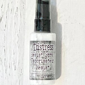 Tim Holtz Distress Resist Spray, 1.9 fl oz, textured spray, dries clear, water resistant, ink, and paint, mixed media art journaling, cards