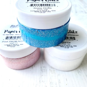 Picket Fence Studios Paper Glitz, Snow Drifts, Pink Prom Night o Sparkle, frasco de 1,9 oz, brillo medio, manualidades con papel, fabricación de tarjetas, plantilla