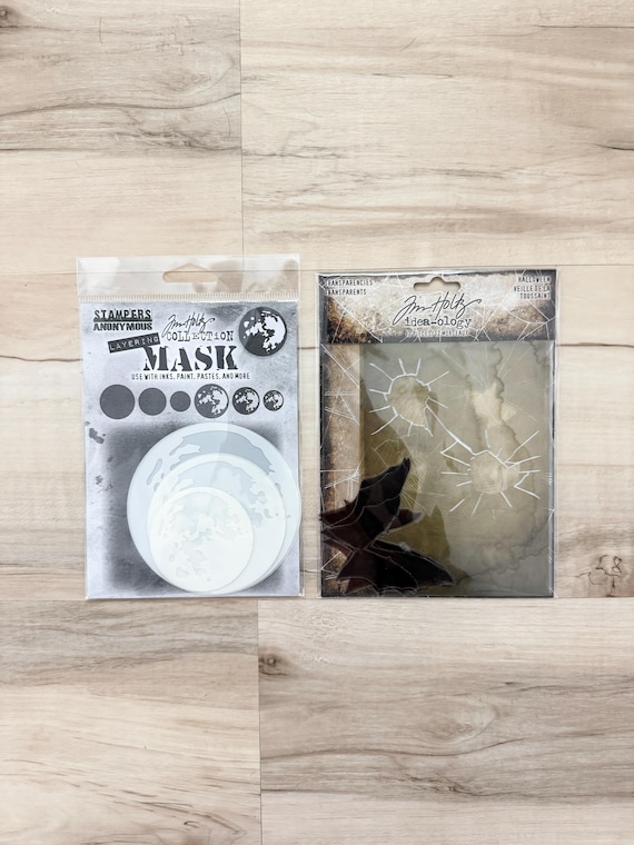 Tim Holtz Idea-ology Moon Mask or Halloween Transparencies, 11 pc, vintage style, collage, paper crafting, card making, journal, altered art