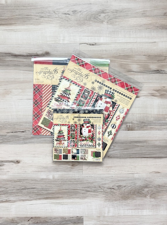 Graphic 45 Merryful Greetings 12x12 Collection,Patterns & Solids Pack, or 8x8 Collection pack, Christmas Holiday paper crafting