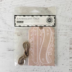 Hero Arts Journaler&#39;s Tags, 12 Assorted 3X5 &quot; Tags (3ea. of 4 styles), includes twine for each tag, paper crafting, stamping, card making