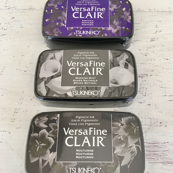 Tsukineko Versafine Clair ink pad in Fantasia, Morning Mist, or Nocturne, paper crafting, scrapbooking, card making, for detailed stamping