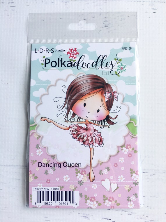 Polkadoodles Stamp Dancing Queen by LDRS Creative, 3.5X2.7" rubber cling, card making, paper crafting, mixed media, scrapbooking, stamping