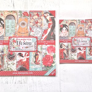 Stamperia Desire, Colección de papel, 30 x 30 cm o 20 x 20 cm, 10 hojas de doble cara por paquete, álbum de recortes, fabricación de tarjetas, manualidades con papel, San Valentín, rosas, amor