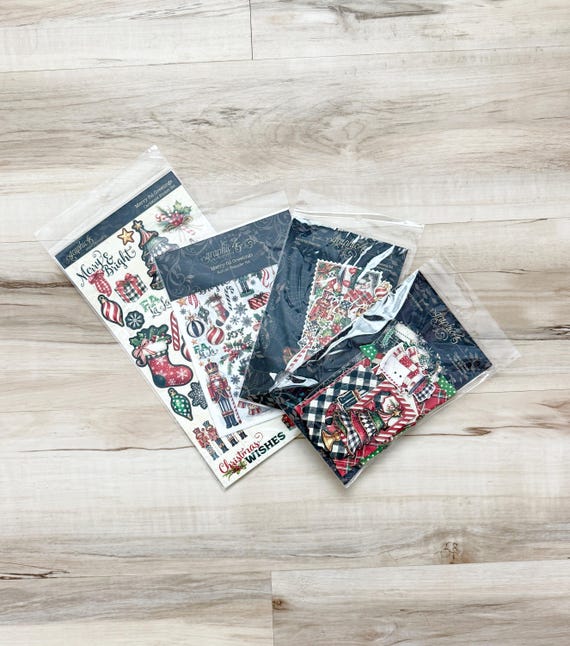 Graphic 45 Merryful Greetings Ephemera Set, Chipboard Pieces Tags & Frames, Cardstock Sticker Set or Rub-on Transfer Set, Christmas