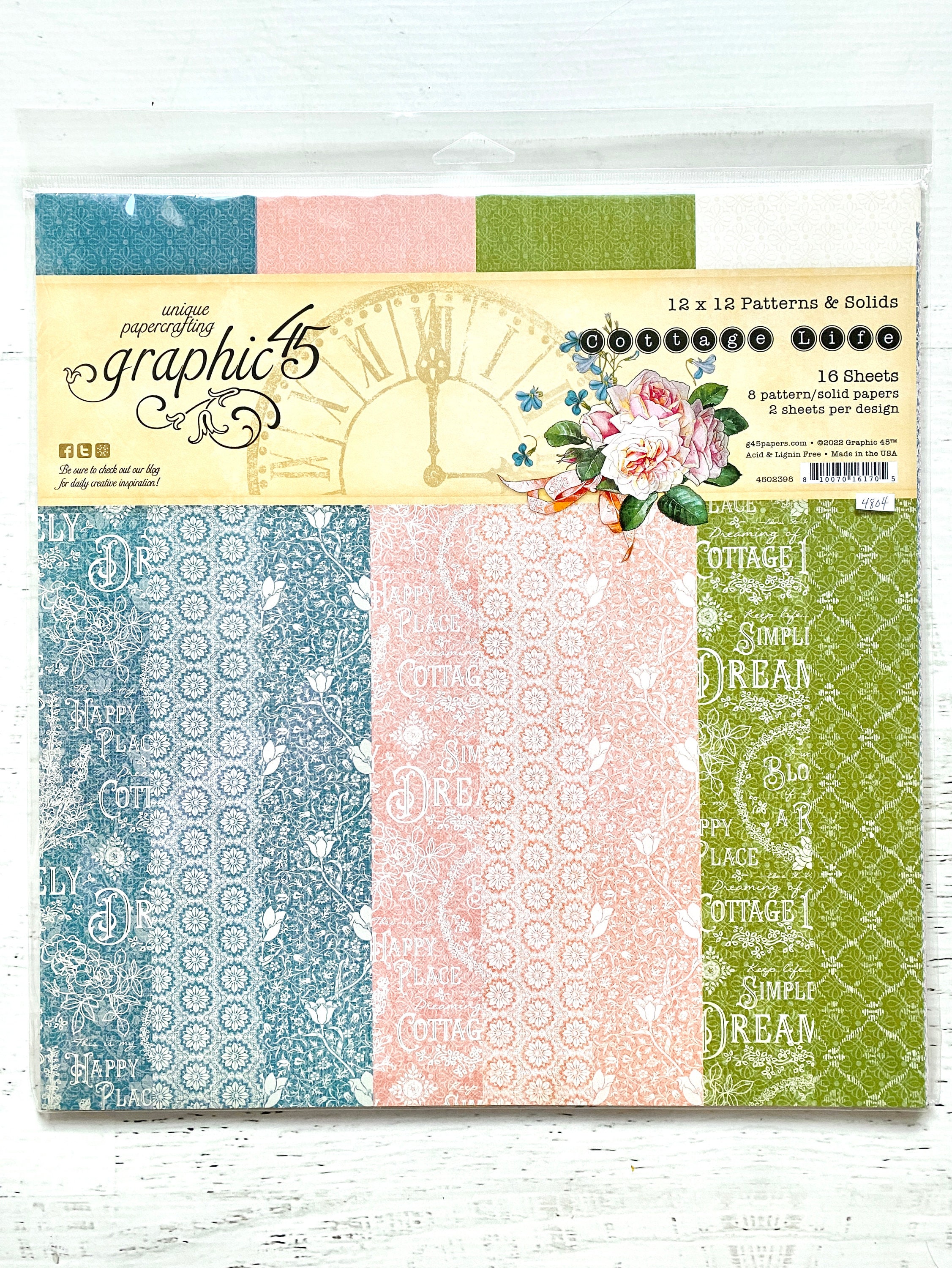 Graphic 45 - Cottage Life Collection - 12x12 Patterns & Solids Paper Pad