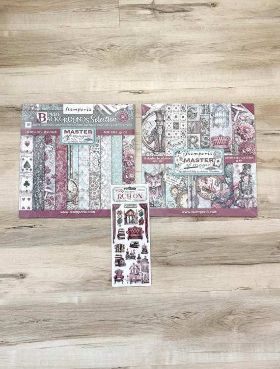 Stamperia 12x12 Master of Magic Collection or Maxi Backgrounds Paper (10 dbl sided sheets ea pkg) or 10.5x4" Rub-ons, scrapbook, paper craft