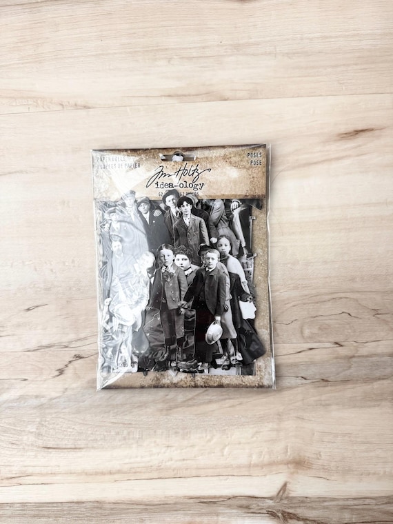 Tim Holtz, Ideaology, Paper Dolls Poses, Vintage chipboard portrait die cuts for collage, mixed media projects, art journaling, altered art