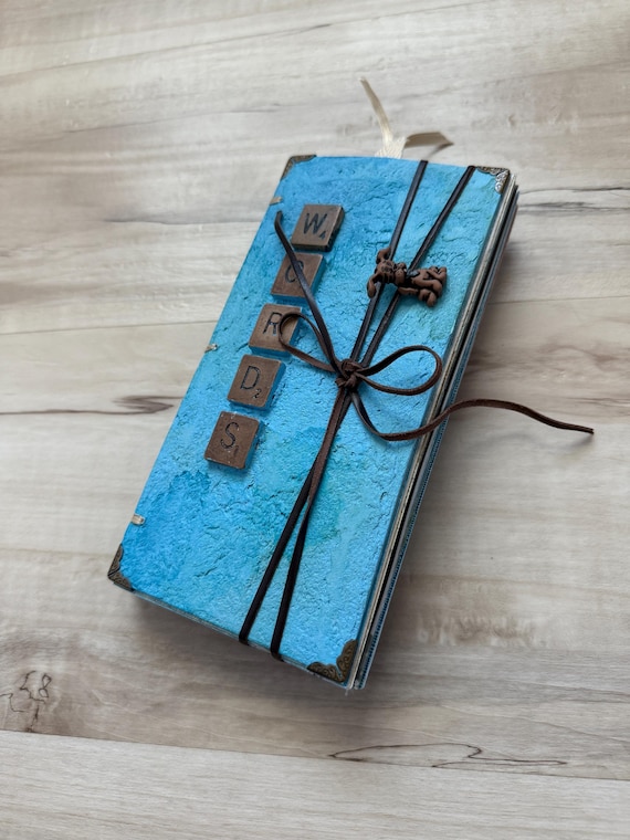 Fur Baby Junk Journal/Mini Album, 8x4x1.5", Hard cover, 40 pages (front & back), leather closure, ribbon stitched spine, Dog Loss, sympathy