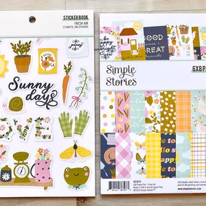 Historias simples Aire fresco, Bloc de papel de 6 x 8 o Libro de pegatinas, Álbum de recortes, Elaboración de papel, Creación de tarjetas, Diario de arte, Flores, Jardinería, Rana