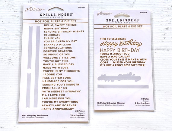 Spellbinders Birthday Unboxing Glimmer or Mini Everyday Sentiments Plates & Die Sets, scrapbooks, card making, paper crafting, journaling