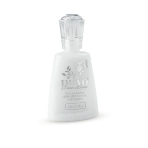 May include: A clear bottle of white glitter accents with a silver label that reads "DRINO Glitter Accents" and "Add a luxurious glitter effect to your craft project" and "50ml/1.7oz".