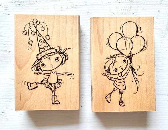 Stampendous Wood Stamps, Balloon Kiddo or Party Hat Kiddo, Stamping, Card  Making, Scrapbooking, Paper Crafting, Birthday, Kids, Children 