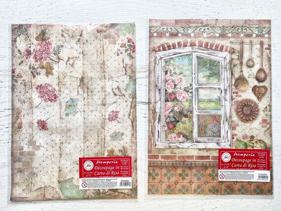 Stamperia Alice Through the Looking Glass or Casa Granada Rice Paper, A4, 3 sheets/pkg, vintage style, scrapbook, card making, paper crafts