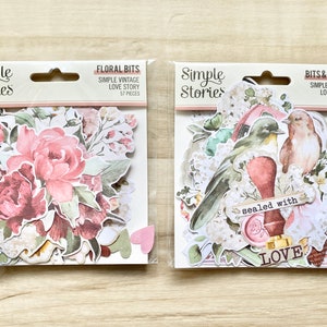 Simple Stories Simple Vintage Love Story Floral Bits (57 stuks) of Bits & Pcs (47 stuks), kaarten maken, papier knutselen, stansen, art journaling