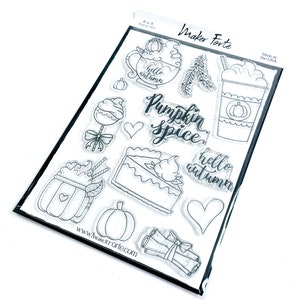 Maker Forte Pumpkin Spice & Everything Nice-stempelset, 13 stempels, herfst/dankdag/feestdag, papier knutselen, kaarten maken, journaling, decor