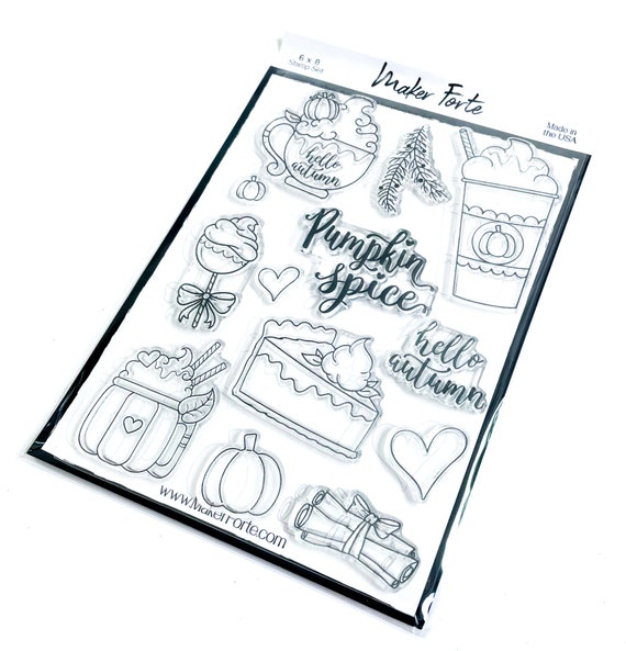 Maker Forte Pumpkin Spice & Everything Nice Stamp Set, 13 stamps, Fall/thanksgiving/holiday, paper crafting, card making, journaling, decor