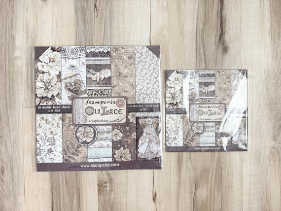 Stamperia Old Lace Paper Collection, 12X12" or 8X8", 10 dbl-sided sheets/pkg, vintage style, scrapbook, card making, paper crafting, journal