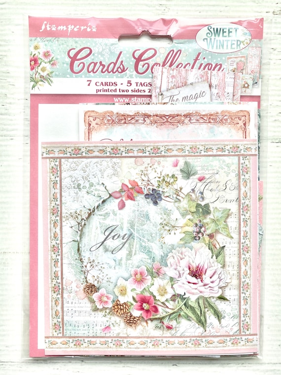 Stamperia Sweet Winter Clear Die Cuts (43 pc) or Cards Collection (13 pc), pink/blue, card making, paper crafting, scrapbooking, Christmas