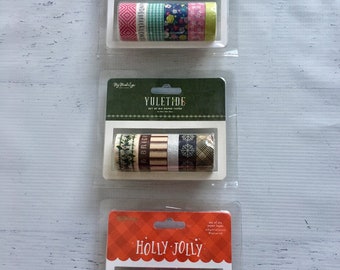 My Mind's Eye Decorative Tape, washi, 6 rolls/pkg, One Fine Day, Holly Jolly, or Yuletide, planners, scrapbooking, paper crafting, journals