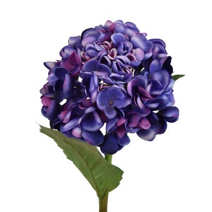 Popcorn hortensia steel, 50 cm kunstbloemenbundel van David Christopher, groen, paars, zijden bloemen/bladeren, woondecoratie, bloemschikken