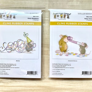 Spellbinders House Mouse Cling Stamps, Party Streamers o Party Time!, Cumpleaños, fabricación de tarjetas, álbumes de recortes, elaboración de papel, Técnica mixta