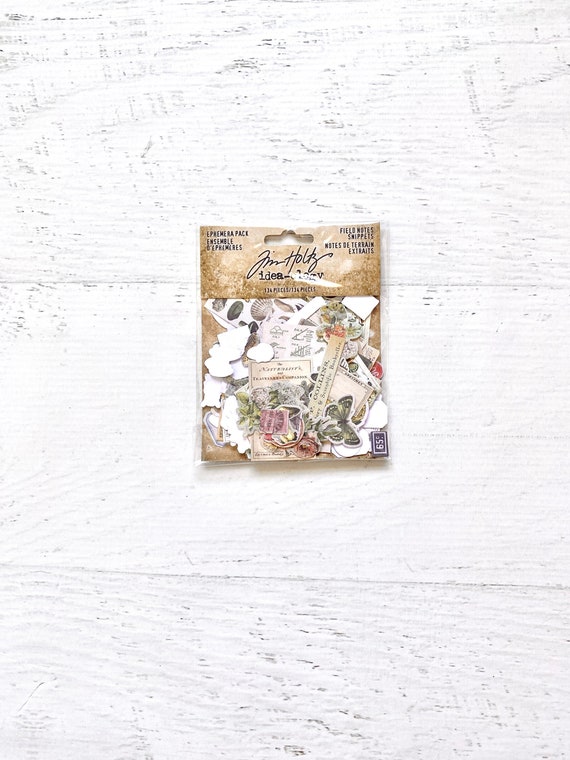 Tim Holtz, Idea-ology, Ephemera Pack Field Notes Snippets, vintage style, collage, scrapbook, paper craft, card making, journal, altered art