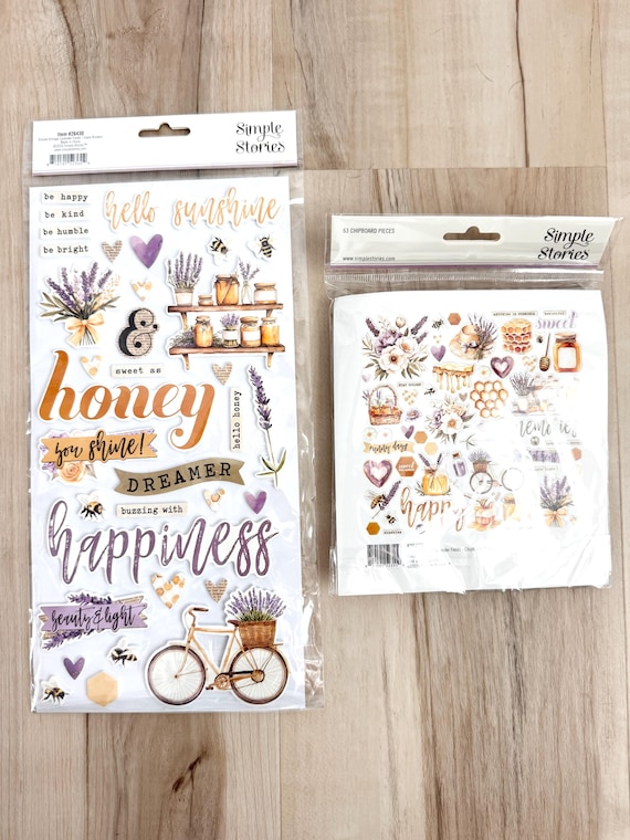 Simple Stories Simple Vintage Lavender Fields Foam Stickers or Chipboard Pieces, cards, paper crafting