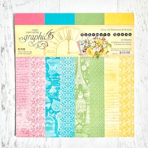 Graphic 45 Ephemera Queen Patterns and Solids Pad-includes 2 ea -8 dbl-sided 12X12 paper for scrapbooking, paper crafting, card making